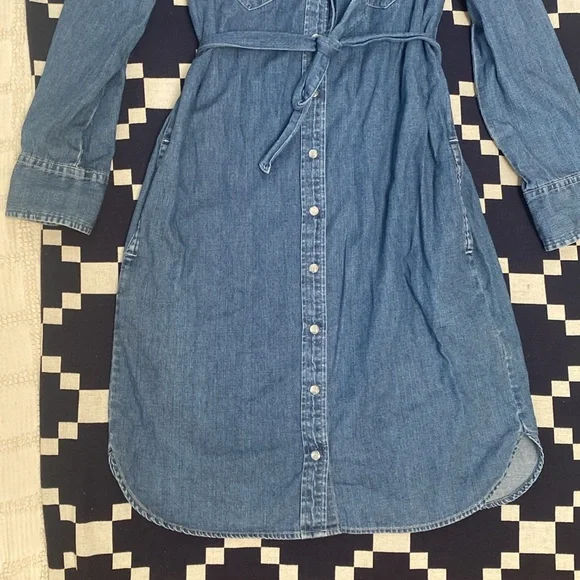 J. Crew denim chambray pearl snap button down dress size 2 ASO Meghan Markle - Picture 8 of 10